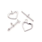 2 Sets Heart Toggle Clasps Sterling Silver OT Toggle Jewelry Clasps T-Bar Closure Clasp Fastener IQ End Connectors for DIY Necklace Bracelet Jewelry Making - color: Sterling Silver-Heart