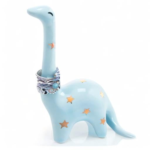 PUDDING CABIN Blue Dinosaur Ring Holder Engagement Wedding Ring Stand, Rings Oragnizer, Mothers Day Christmas Birthday Gifts for Women, Dinosaur Decor - style: Blue Dinosaur