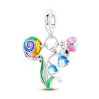 LAZA 925 Sterling Silver Charm for Bracelet Necklace Dangle Love Mom Butterfly Party Charm Beads Pendants DIY Jewelry for Women - color: Snail Flowers