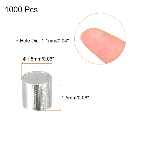 uxcell 1000Pcs Crimp Tube Beads, 1.5x1.5mm Brass Tube Crimp End Spacer Beads Tiny Stoppers for Bracelet Jewelry Making DIY, Silver Tone - color: Silver Tone, size: 1.5x1.5mm