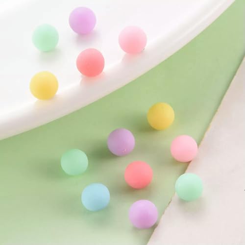 400pcs Round Frosted Acrylic Matte Beads No Hole 6mm Opaque Mixed Color