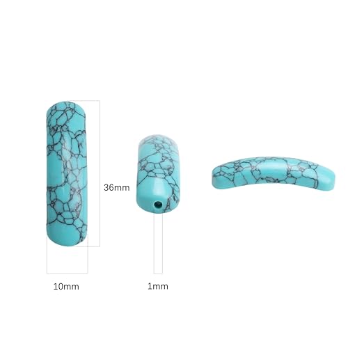 BEADIA Curved Blue Turquoise Stone Beads 36x10mm 4pcs for DIY Bracelet Jewelry Making - color: Blue Turquoise