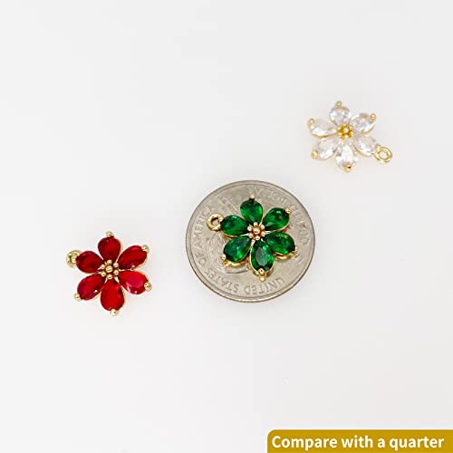 Crystal Zirconia Gold Plated Brass Charms for Jewelry Making Bracelet Necklace Earring Pendant Craft Supplies DIY Accessories - color: FlowerA-Mix-6Pcs