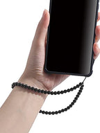 Semi-Precious Gem Stones Beaded Phone Charm Cell Phone Lanyard Wrist Strap Handmade Natural Gemstone Phone Chain string - color: Black Agate