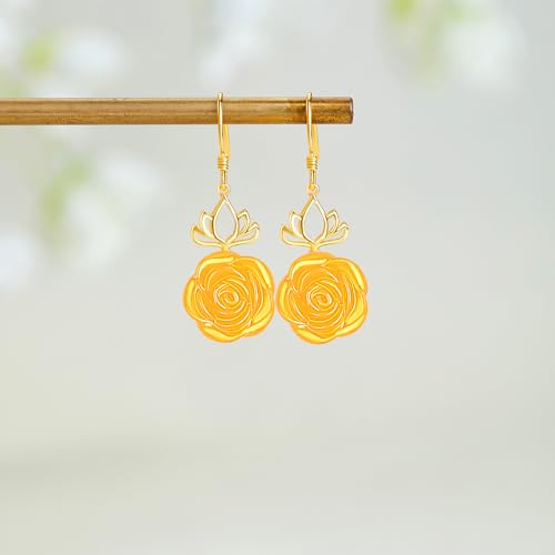 100pcs Rose Flower Beads ABS Plastic Roseflower Shape Spacer Beads Cute Roses Loose Beads Accessories for DIY Friendship Bracelet Necklace Jewelry Making Supplies, Golden Yellow - color: Golden Yellow