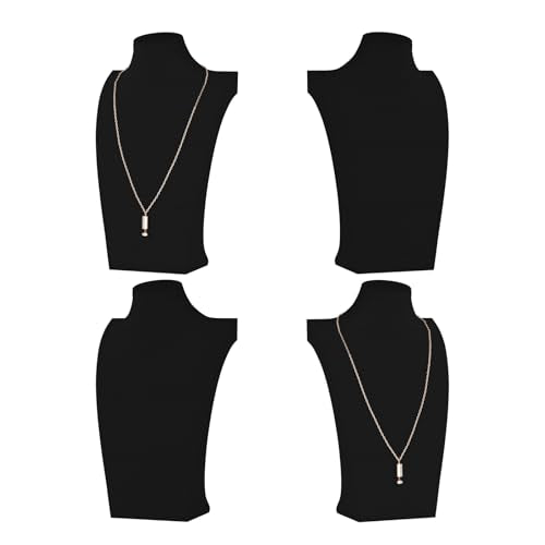 Necklace Bust Display Stand, Necklace Holder, Pendant Chain Necklace Organizer for Women (Black Velvet, S 4PCS) - color: Black Velvet, size: 9.4" Height (4pc)