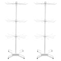 Lemecima 2 Pcs Rotating Jewelry Display Rack with Hooks Metal Earrings Display Stand for Selling Necklace (White, 3 Tires)