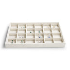 24 Girds Linen Jewelry Tray Earring Organizer Tray Ring Earrings Holder Jewelry Drawer Organizer Storage Display (White) - size: 24 Grid