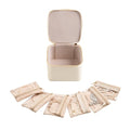 Frebeauty Small Travel Jewelry Box with 6 Pouch Bags, Portable Mini Jewelry Storage, 3.35 x 4.9 x 4.8 Inches, Gift Idea for Women Girls (Beige) - color: Beige