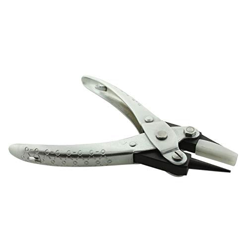 The Beadsmith Round Nose/Nylon Flat Nose Parallel Pliers, 5.5 inches (140mm) Steel Tool for Jewelry Making, with Spring - style: Round/Nylon Flat Jaw - 140mm