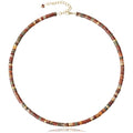 AGOT Beaded Gemstone Necklace for Women: Boho Bead Choker Natural Stone Necklaces - Handmade Jewelry for Summer Beach - color: Red