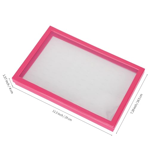 KUKUVR 100 Slots Ring Earring Holder Display Case, Velvet Jewelry Ring Earring Storage Organizer Box Tray with Clear Lid for Women And Selling Show (Pink) - color: Pink
