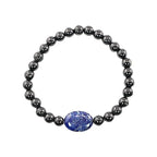 Black Obisidian Bracelets for Men 8" Inch Full Stretch Healing Crystal Bracelet, Beaded Charm Bracelet for Men Gifts Fathers Day Anniversary Birthday Gifts for Him - color: Black Obsidian & Lapis Lazuli Bracelets
