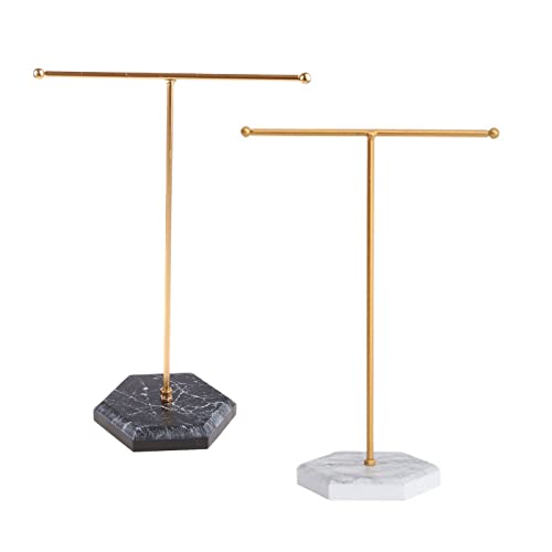 Jewelry Stand Display Necklace Holder T-Bar Plated Metal Tabletop Jewelry Tower For Earring
