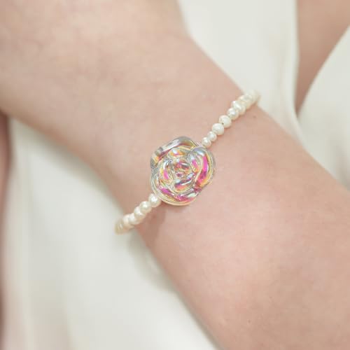 uxcell 50 Pcs Rose Beads, 0.55" Glass Flower Rose Charm Carved Loose Spacer Crystal Craft Beads for DIY Jewelry Making Bracelet Beading Projects Supplies, Purple - color: Purple