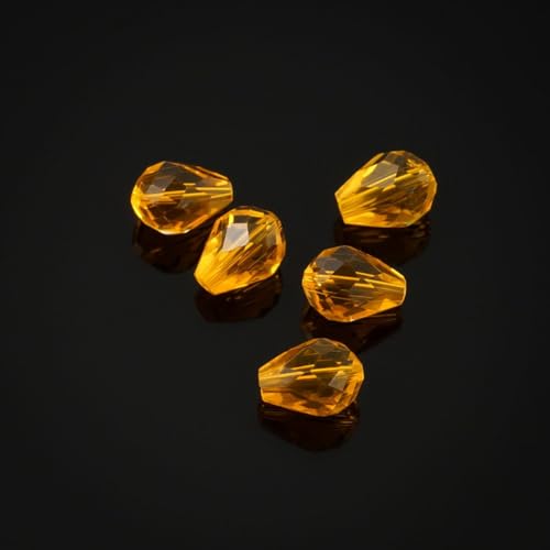 24pcs Adabele Austrian 8mm Faceted Teardrop Loose Crystal Beads Light Topaz Yellow Compatible with 5500 Swarovski Crystals Preciosa SST-808 - color: Light Topaz, size: 8mm x 6mm - 24pcs