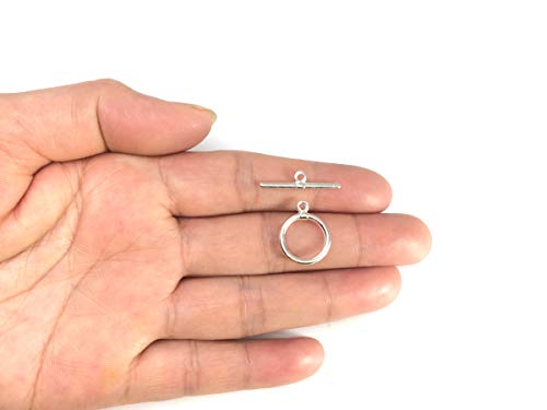 30 Sets Elegant Round Toggle Clasp T-Bar Closure 14mm (0.55 Inch) Sterling Silver Plated Brass for DIY Craft Jewelry Making CF181-1 - color: Silver (simple design), size: 14mm/simple - 30 Sets