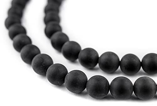 The Bead Chest Matte Round Black Onyx Beads (8mm): Organic Gemstone Round Spherical Energy Stone Healing Power Crystal for Jewelry Bracelet Mala Necklace Making - color: Black Onyx, size: 8mm