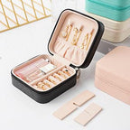 Neveika Portable Travel Mini Jewelry Box Leather Jewellery Ring Organizer Case Storage Gift Box Girls Women (black). - color: black
