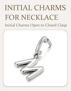 OVRUNS Initial Charm for Women,Letter Bracelet Necklace Charms Alphabet Pendant Charms With Clasp - color: Silver, style: Letter M