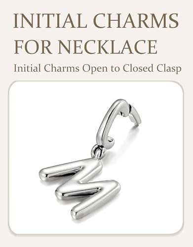 OVRUNS Initial Charm for Women,Letter Bracelet Necklace Charms Alphabet Pendant Charms With Clasp - color: Silver, style: Letter M
