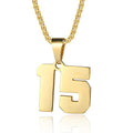 Number Necklaces Personalized Necklaces 18K Gold Plated Initial Number Pendant Stainless Steel Chain Sports Necklaces for Men Women - color: Gold, style: 15