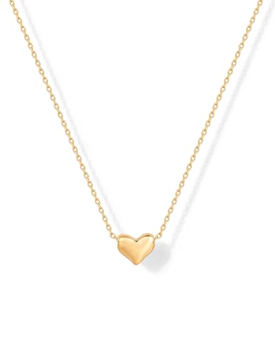PAVOI 14K Gold Plated Cubic Zirconia Heart Necklace | Cute Dainty Love Pendant Necklaces for Women - Valentines Day Trendy Jewelry - style: Heart Plain