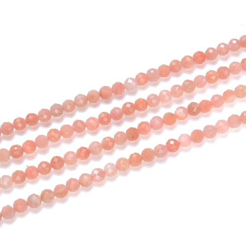Adabele 15 Inch Natural Pink Moonstone Healing Gemstone 3mm (0.12 Inch) Tiny Small Faceted Round Loose Beads Stone Spacer (100-110pcs) for Craft Jewelry Making GK3-19 - color: Pink Moonstone, size: 3mm (0.12") - 15 inch/1 strand
