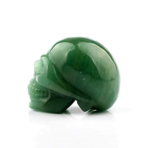 50mm Green Aventurine Carved Skull Crystal Reiki Healing Statue Collectible Figurine Charka Stone - color: Green Aventurine