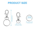 70PCS Swivel Snap Hooks with Key Rings, Metal Lobster Claw Clasp, Keychain Rings for Crafts 1.25inch/32mm - color: silver, size: 32mm