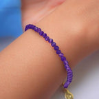 Faceted Bracelet for Women, Certified 925 Sterling Silver with 18K Gold Vermeil Healing Crystal Bracelets for Women - Crystals and Healing Stone Bracelet Women Jewelry for Gift - color: Amethyst