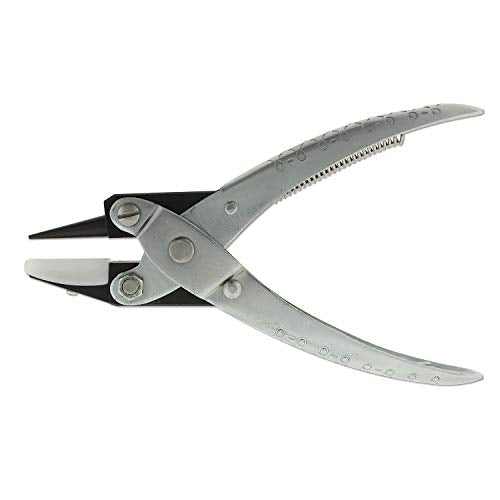The Beadsmith Round Nose/Nylon Flat Nose Parallel Pliers, 5.5 inches (140mm) Steel Tool for Jewelry Making, with Spring - style: Round/Nylon Flat Jaw - 140mm