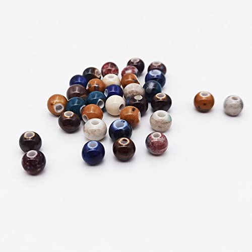INSPIRELLE 180 Pieces Porcelain Beads Chinese NOT-Round Ceramic Beads 8mm for Handmade Jewelry Making Bracelets Necklace Making, Variable Glaze - color: Variable Glaze