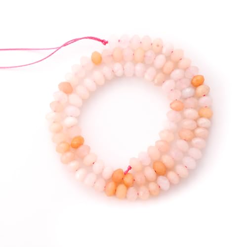 Faceted 4x6mm Natural Pink Aventurine Stone Rondelle Spacer Gemstone Beads Loose Semi Gemstone Beads for Jewelry Making - color: Pink Aventurine