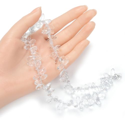 200pcs Czech 12mm Faceted Teardrop Briolette Crystal Glass Loose Beads Pendant Drop Spacer Bulk Crystal Clear for DIY Jewelry Making CCT2-1 - color: Crystal clear, size: 12x6mm - 200pcs