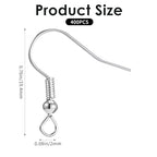 400 Pcs Stainless Steel Earring Hooks Fish Hook Earrings for Jewelry Making French Wire Hooks Coil and Ball Style Earwires Ear Wires for Women DIY Dangle Earrings Crafts Supplies - color: Silver