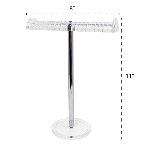 Isaac Jacobs Clear Acrylic Necklace & Bracelet Holder (8” inch T-Bar)– Hanging Chain and Bangles Organizer Sleek & Sturdy Stand for Jewelry – Storage Solution- Bedroom- Bathroom – Countertop - size: 8-Inch Wide Bar