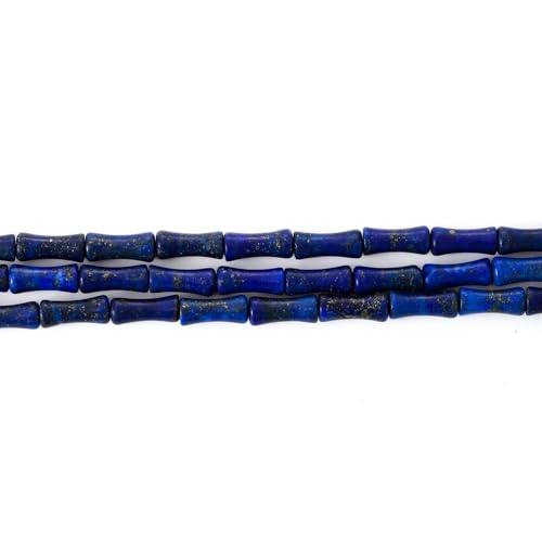 5x12mm Natural Lapis Lazuli Stone Bamboo Shape Gem Healing Energy Loose Spacer Beads for DIY Necklace Bracelet Earring - color: Lapis Lazuli
