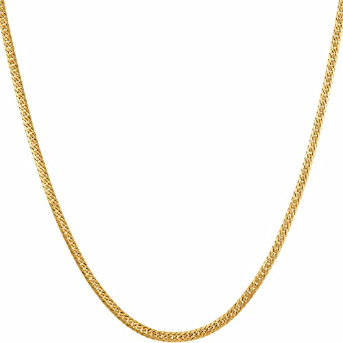 LIFETIME JEWELRY Crushed Herringbone Chain Necklaces for Women and Men 24k Gold Plated - color: Gold, size: 30 inches, style: 2mm