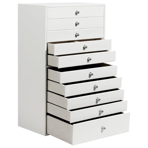 GUKA Large Jewelry Box, Jewelry Case with 10 Drawers for Big and Small Jewelry, Jewelry Storage Organizer for Watch Earrings Necklace Rings Bracelets, Birthday Wedding Gifts, White - color: White, size: 10 Layer