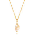 Natural Seashell Shell Scallop Pendant Choker Necklace Adjustable 18K Gold Plated Cable Chain Handmade Jewelry for Women Girls - style: Conch