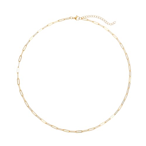 12 Pack Paperclip Chain Necklace Bulk Adjustable Gold Plated Stainless Steel Necklace Chains for Jewelry Making - color: Gold 20 Inches