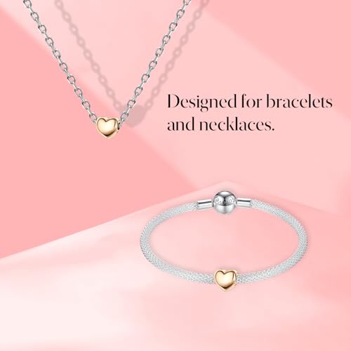 S925 Charms for Bracelets and Necklaces, Gifts for Mothers Nurses Day Graduation, for Girlfriend Family Friend, Bead Pendant, for Pandora, Silver 14K Gold Plated Enamel CZ, DIY Jewelry Making - style: 23 Big Rose Gold Heart Charms