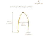 BEADNOVA V Shape Ear Wire Long Earring Wire Ear Hook for Dangle Earring Making Jewelry Making Earwire DIY (Gold 43mm, 10pcs) - color: Gold