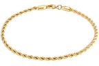 Barzel 18K Gold Plated Braided Rope Anklet for Women, 2.7 MM thick, 10 Inches long - Made In Brazil