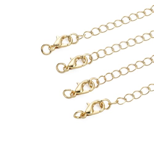 BEADIA 14K Gold Plated Extender Chains 75mm 20pcs Smooth Heart Extension Tail Chains for Jewelry Making Findings - color: Smooth Heart