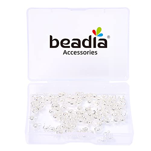 BEADIA Silver Plated End Caps Non Tarnish 3x6mm 200pcs for Jewelry Making Findings - color: End Caps Silver, size: 3x6mm