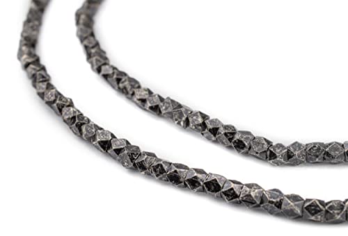 The Bead Chest Cornerless Cube Beads - Full Strand of Faceted Ethnic Metal Spacers (3mm, Midnight Brass) - color: Midnight Brass, size: 3mm