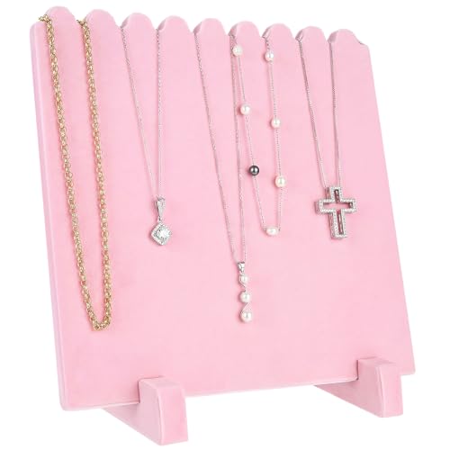 Tondiamo 9 Inch Velvet Necklace Jewelry Display Stands Organizer Necklace Storage Holder for Home Shop Show(Pink) - color: Pink