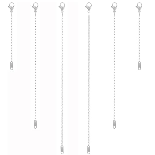 KOPOX 6 Piece Necklace Extender, Silver Necklace Extender, 2", 4", 6" Delicate Necklace Extender Set for Bracelets, Anklets and Jewelry Making (Silver) - color: Silver
